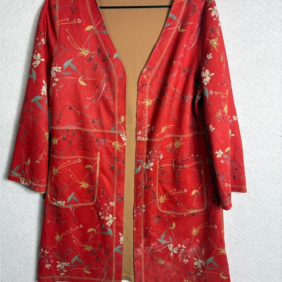Solitaire Jackets & Blazers - Solitaire Floral Red Kimono Robe